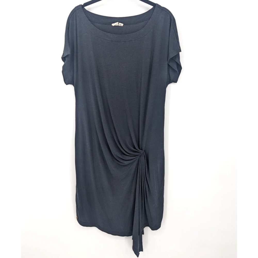 10 Tree Dress Medium Black Organic Asymmetrical Knot Short Sleeve